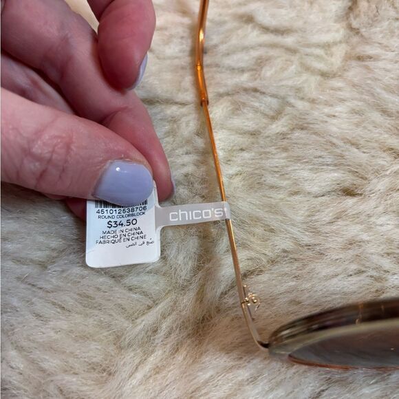 Chico's Pink and Brown Sunglasses with Round Frames - Picture 4 of 6